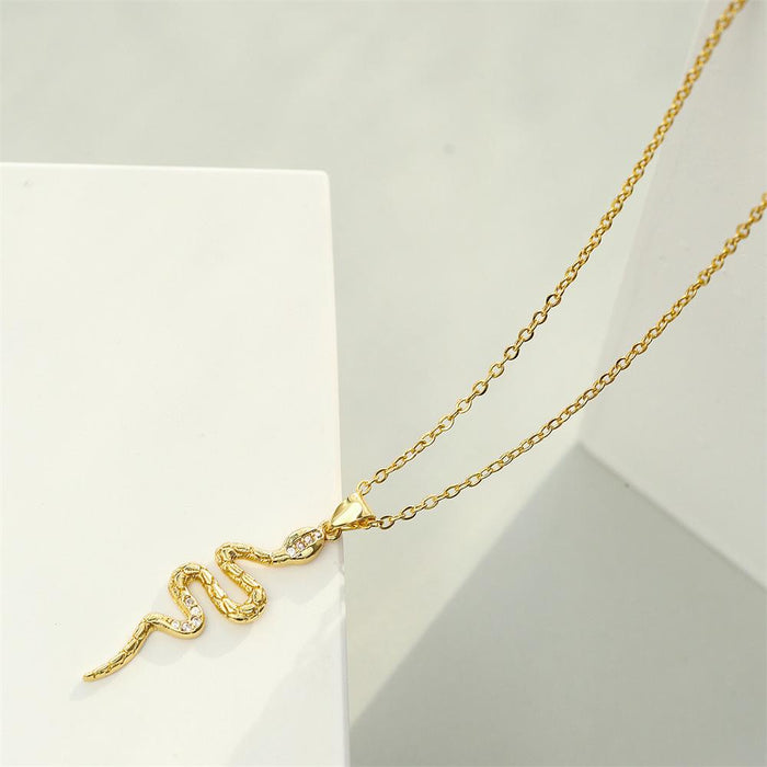 Fashion Simple Gold Color Snake Pendant Necklace