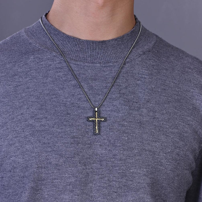 Men's Titanium Steel Carbon Fiber Pendant Necklace
