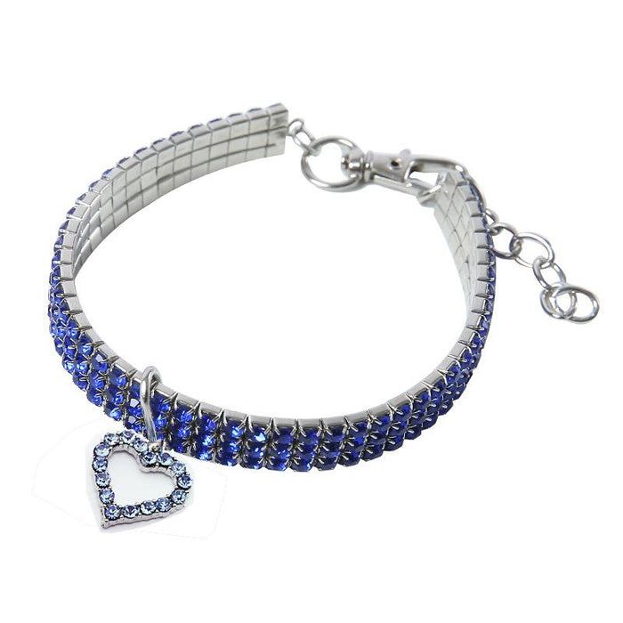 Pet Collar Rhinestone Elastic Necklace with Pendant