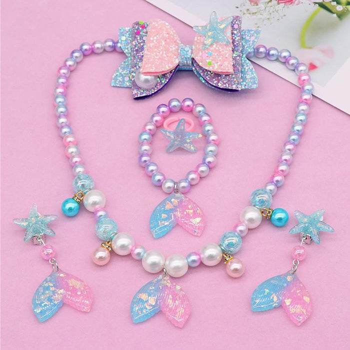 Children's Necklace Ocean Mermaid Cartoon Jewelry Set