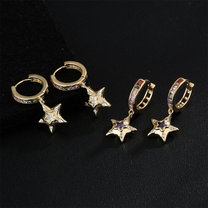 Fashion Niche Design Light Luxury Gold Color Zircon Women's Earrings