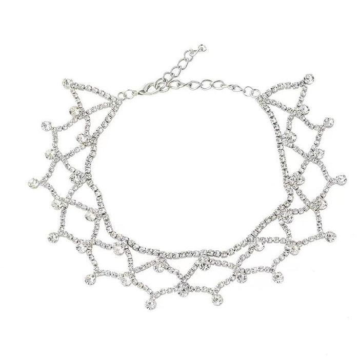 New Exaggerated Design Rhinestone Mesh Women's Necklace Accessories