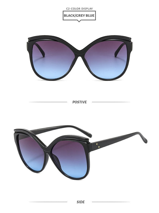 Large butterfly frame cat's eye women's color Sunglasses