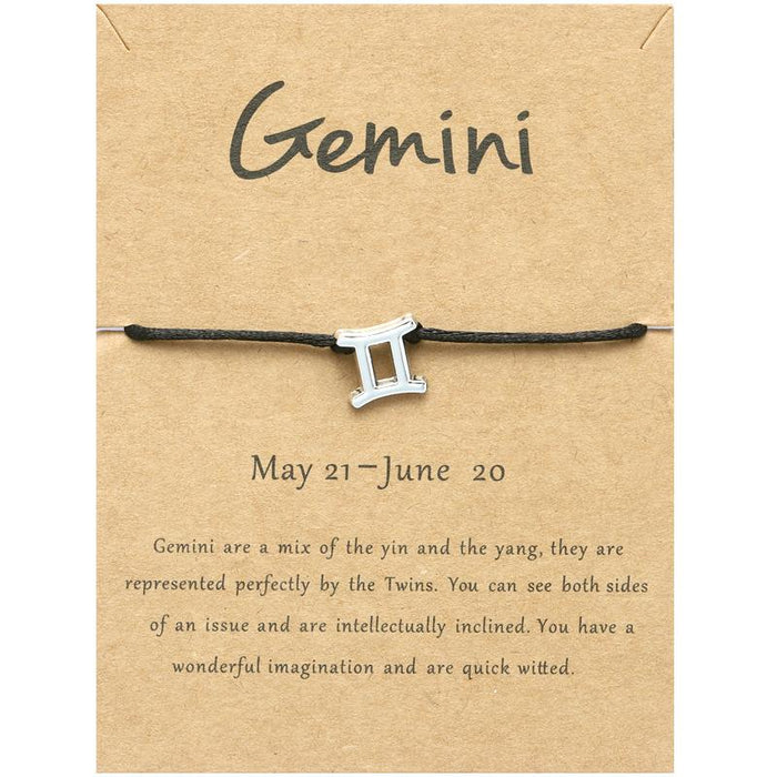 Twelve Constellations Bracelet Constellation Card Adjustable Black Rope Bracelet