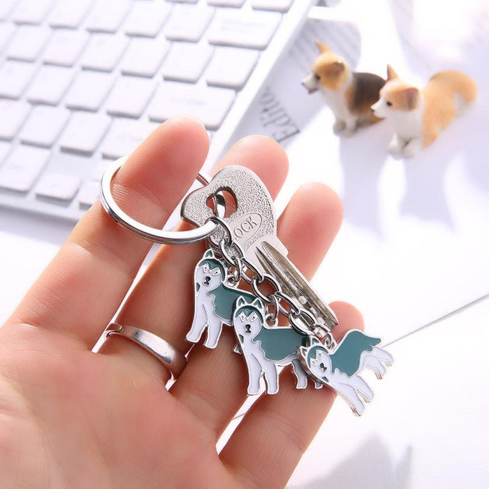 Cartoon Pet Dog Metal Keychain