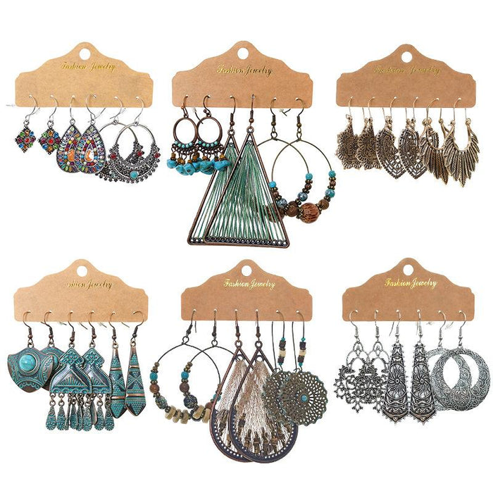 3 pairs/set Earrings Bohemian Style Jewelry X0X36197