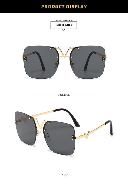 Metal square color large frame sunglasses
