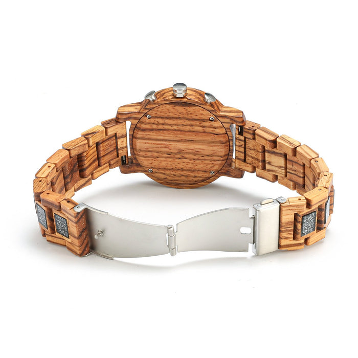 Men's Sports Multifunctional Wood Business Quartz Watch