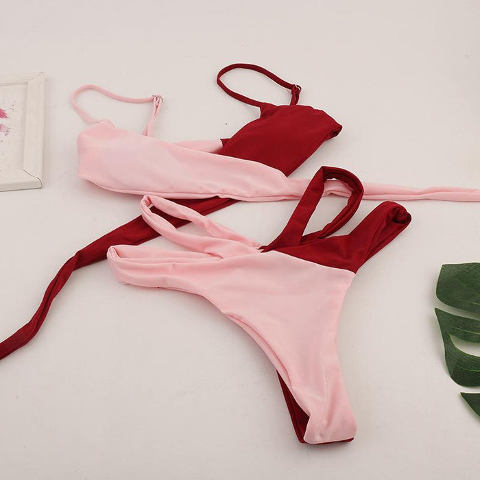 Sexy Strap Two-color Split Bikini Pop Swimsuit