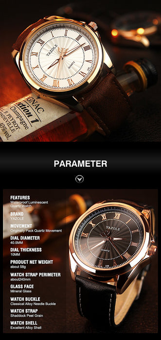 Top Brand Luxury Yazole Watch Man Roman Scale Male Quartz Watch Business Men's Watch