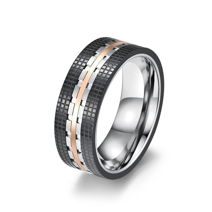 Fashion Men's Two-color Titanium Steel Ring Jewelry