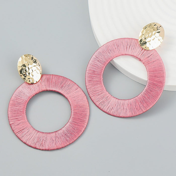 Exaggerated Large Round Braided Geometric Earrings