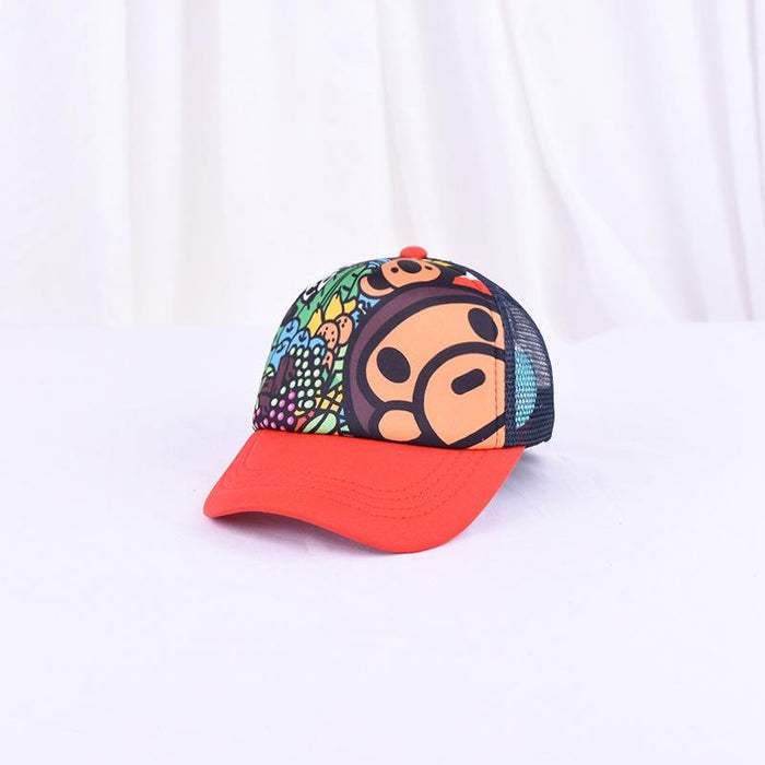 Children's Summer Outdoor Cute Cartoon Monkey Net Cap