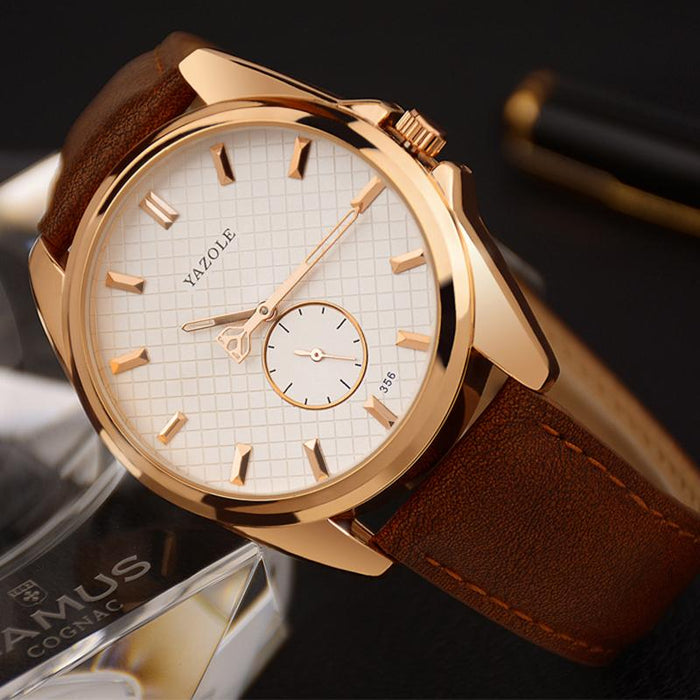 Yazole Business Small Seconds Brand Men's Watch Unique Leisure Fashion Leather Watches