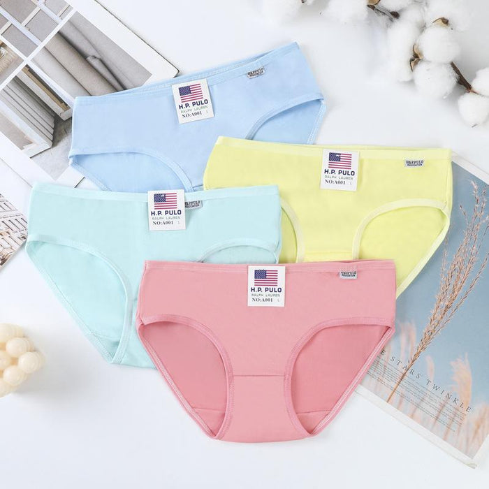 Girls Students Solid Color Waist Cute Underwear
