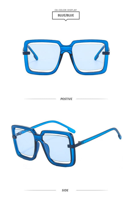Hollow out large frame sunglasses