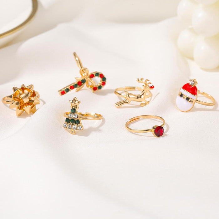 6Pcs/set Christmas Opening Ring