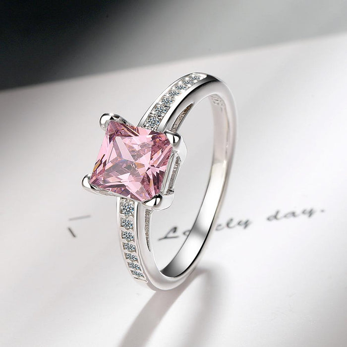 New Simple Four-Claw Square Zircon Proposal Ring