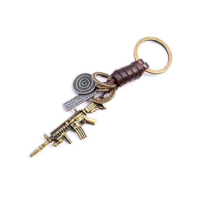 Vintage key chain punk leather metal key chain creative personality key chain