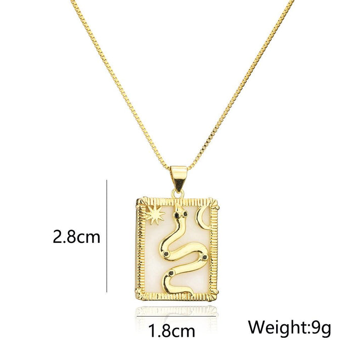 Vintage Bohemian style snake totem Pendant Necklace