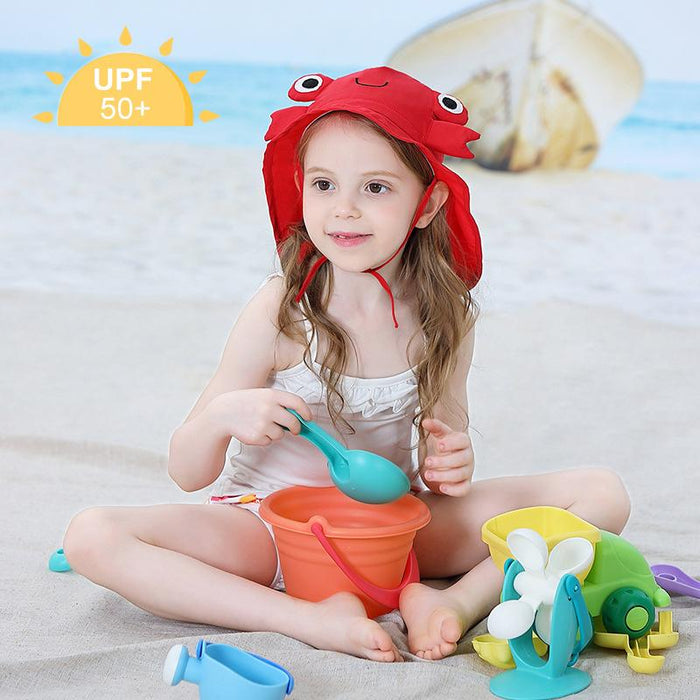Cartoon Red Crab Outdoor Sunscreen Thin Children's Shawl Hat