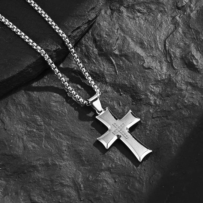 Titanium Steel Fashion Cross Couple Pendant Necklace