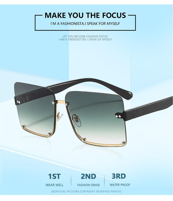 Half frame square Sunglasses Retro