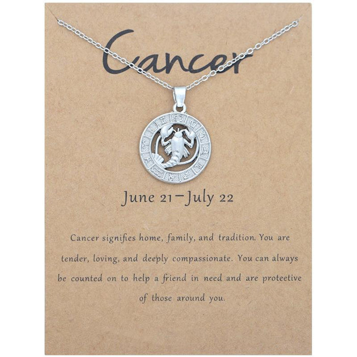 Zodiac 3D Image Pendant Card Clavicle Chain