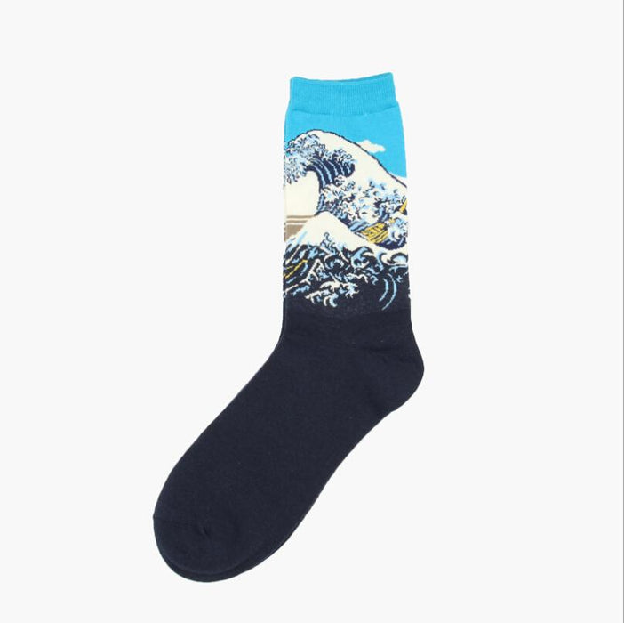 Winter Retro Women Art Van Gogh Mural World Famous Oil Painting Funny Socks