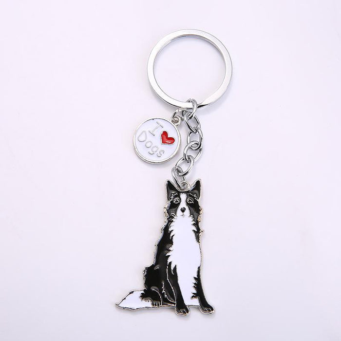 Multicolor Pet Dog Painted Zinc Alloy Keychain