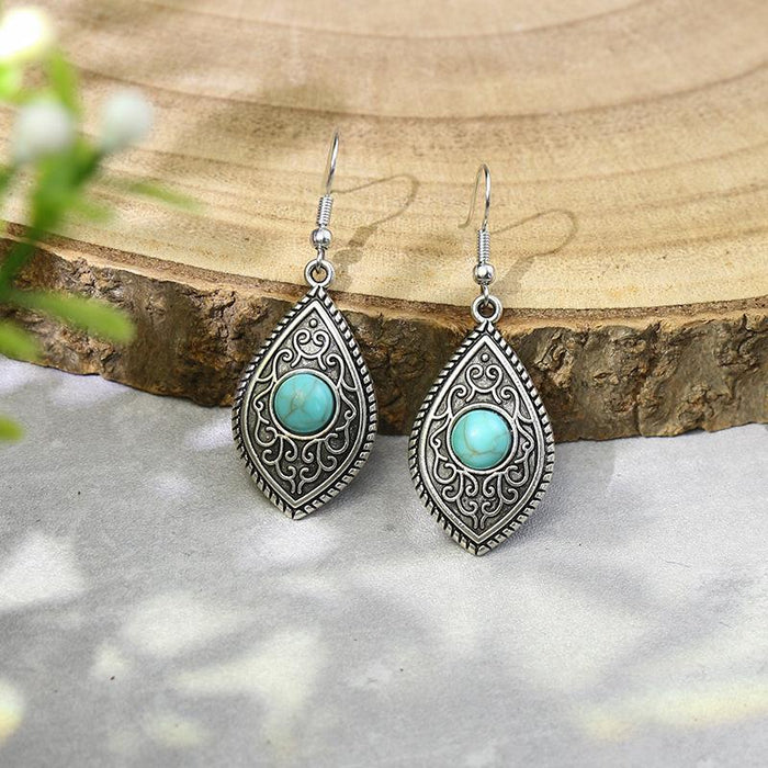 Boho Ethnic Vintage Green Stone Earrings
