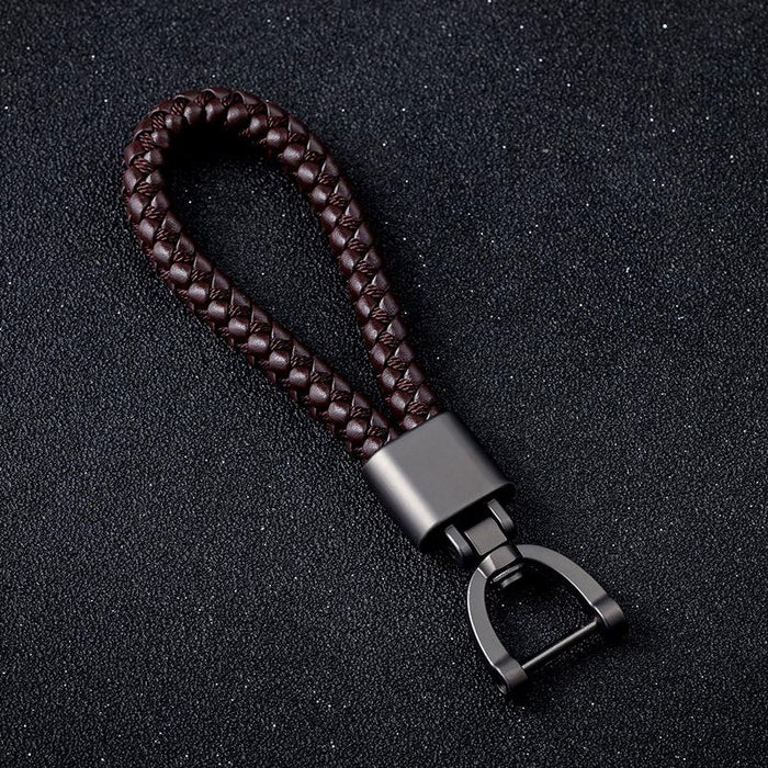 Creative Woven Leather Rope Metal Key Chain