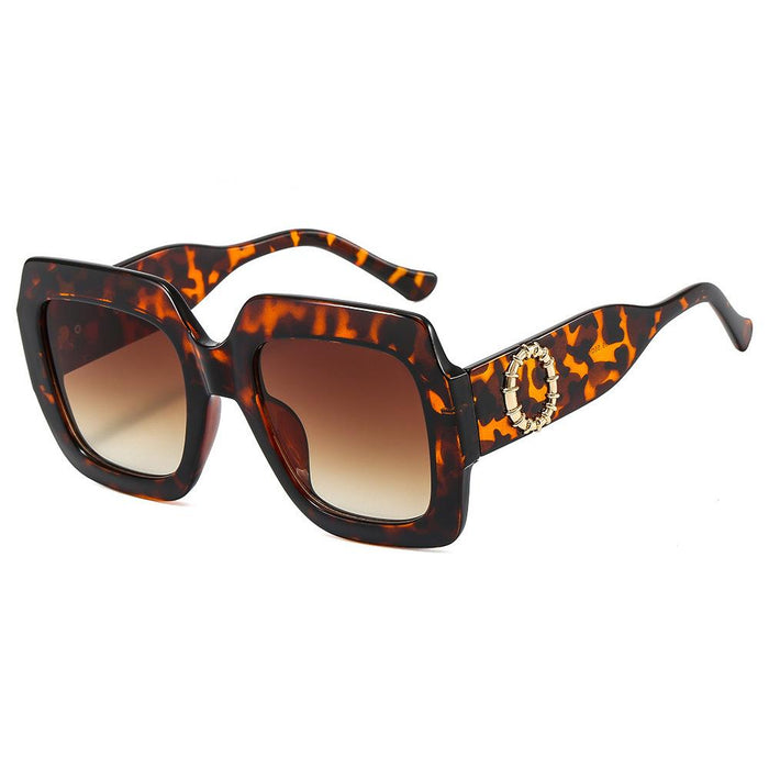 Large square metal stripe Sunglasses