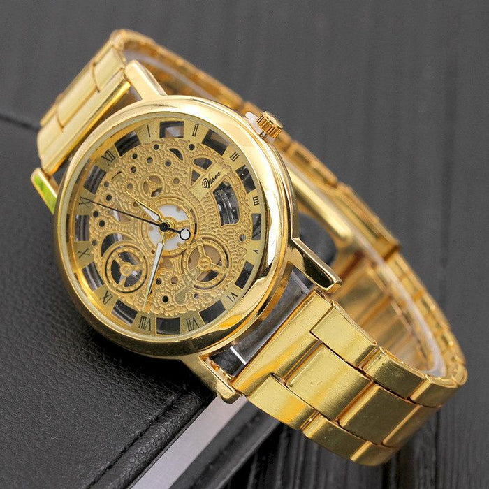 Hollow Design Steel Watches Men Quartz Wristwatch