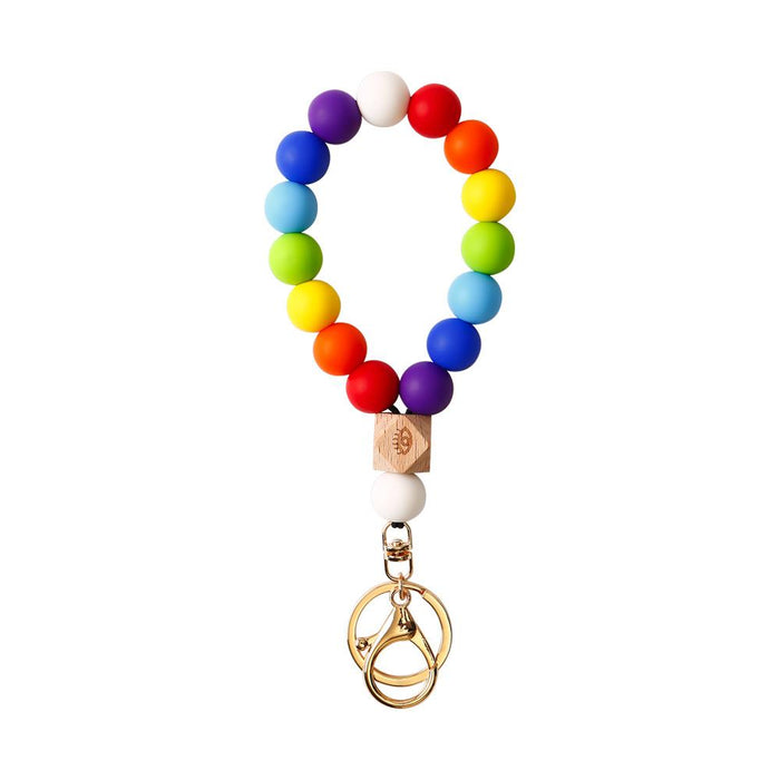 New Rainbow Beaded Wrist Pendant Keychain