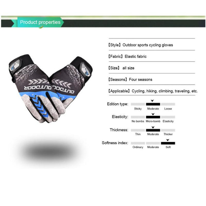 Full Finger Bike Gloves Breathable Anti-shock Non-slip Fishing
