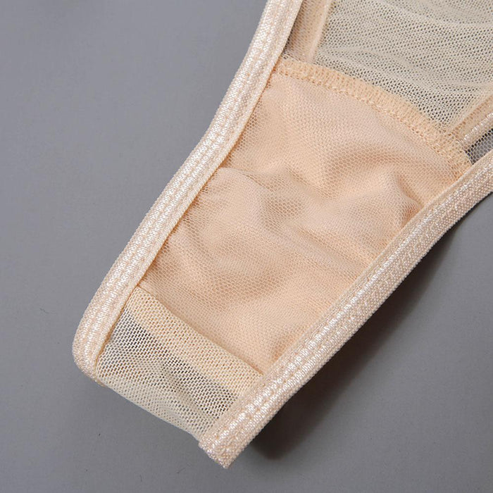 Women Flower Embroidered Sexy Lingerie Three Piece Set