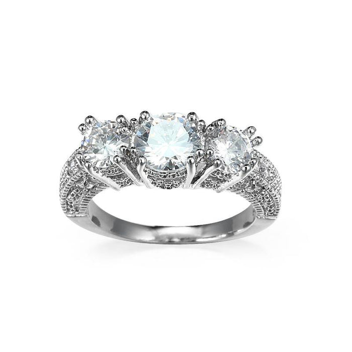 New Fashion White Blue Zircon Ring