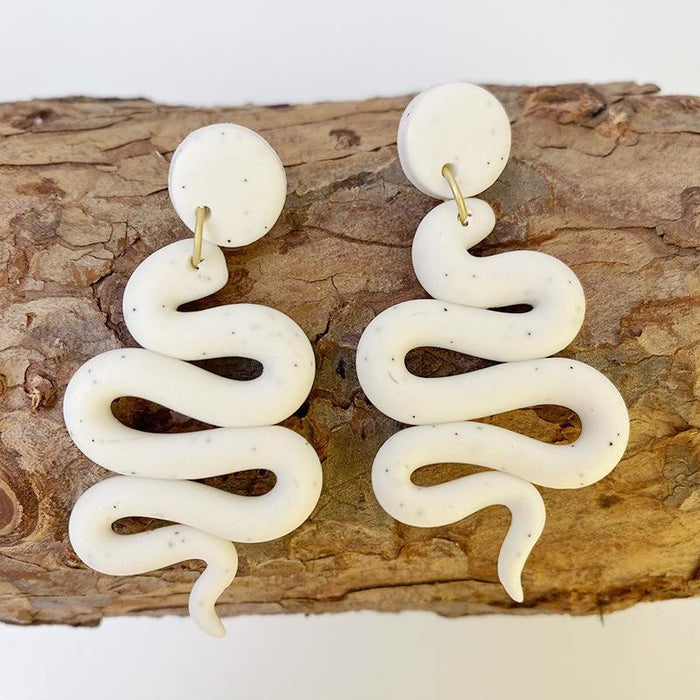 New Snake Shaped Soft Ceramic Snake Shaped Clay Earrings