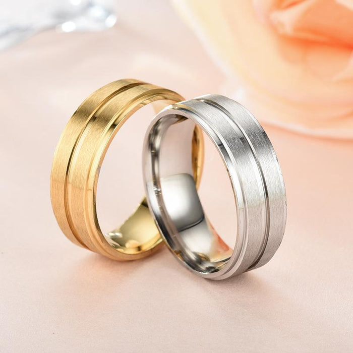 Stainless Steel 8mm Wide Matte Double Bevel Ring