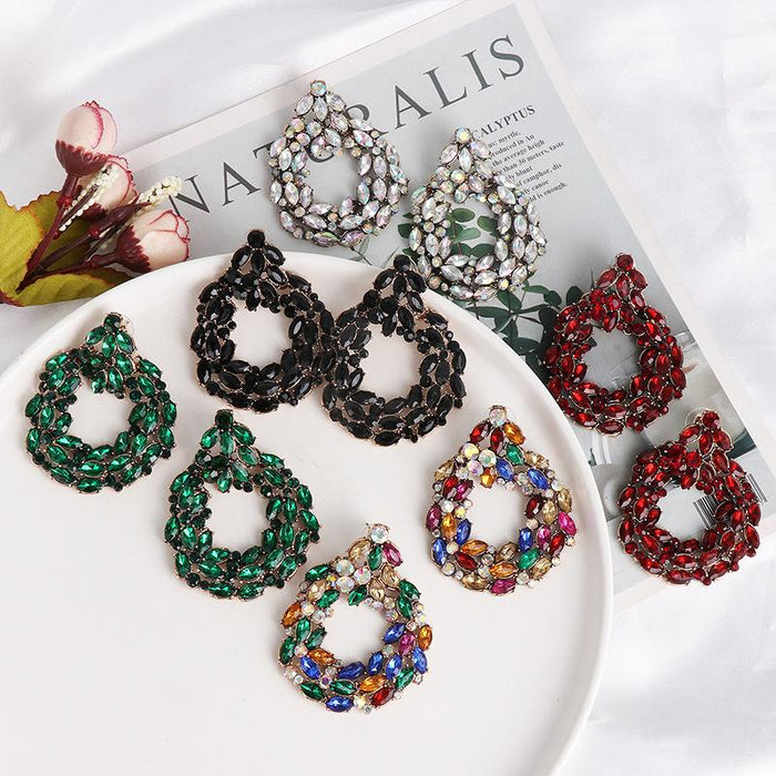 Women's Jewelry Fashion Color Earrings Inlaid Rhinestone