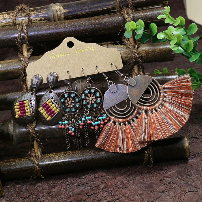 3 pairs/set Earrings Bohemian Style Jewelry X0X36203