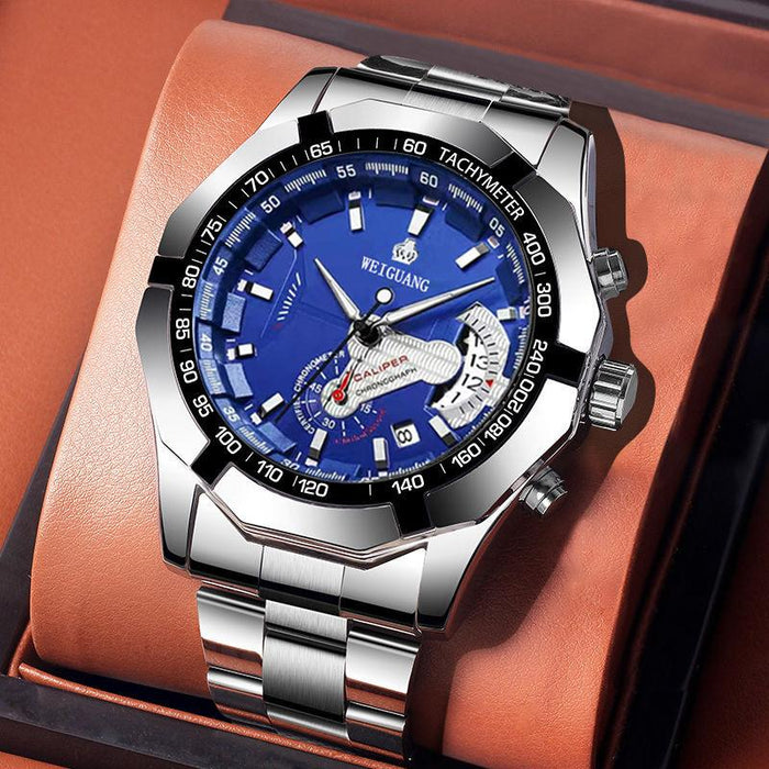 Full Steel Men Luxury Calendar Quartz Wristwatch Stylish Business Luminous Clock