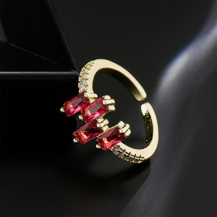 New Colorful Personalized Zircon Geometric Split Ring