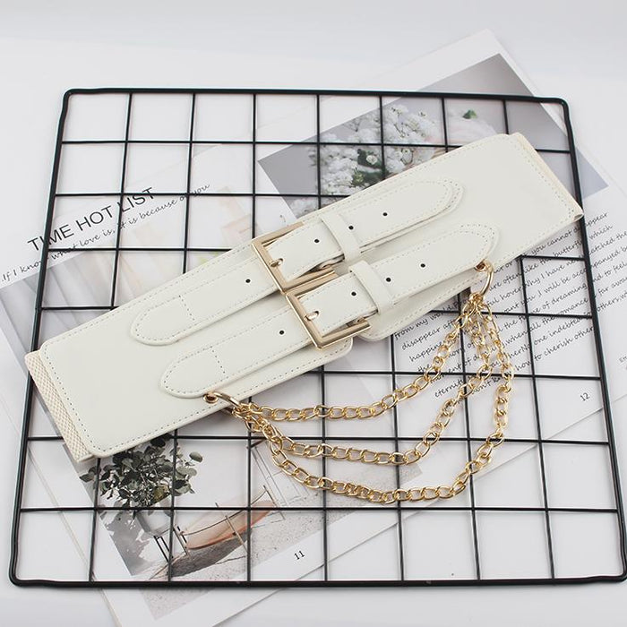 Fashion Decorative Women's Wide Belt with Chain