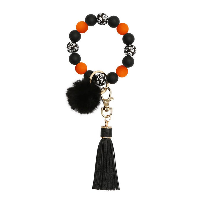 New Tassel Wood Bead Bracelet Silicone Bracelet Key Chain