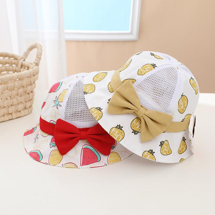 Summer Cute Fruit Bow Children's Hollow Net Hat Bucket Hat