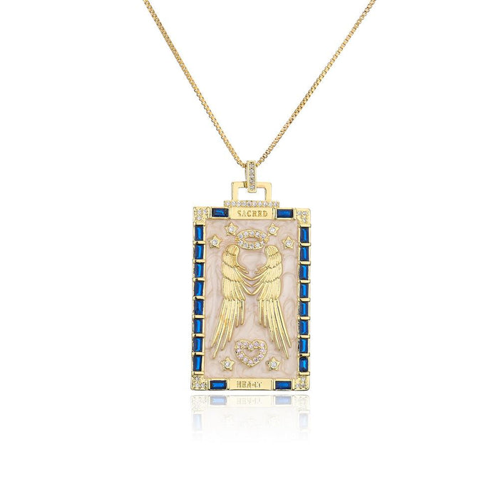 New Fashion Personality Geometric Pendant Gold Color Zircon Necklace