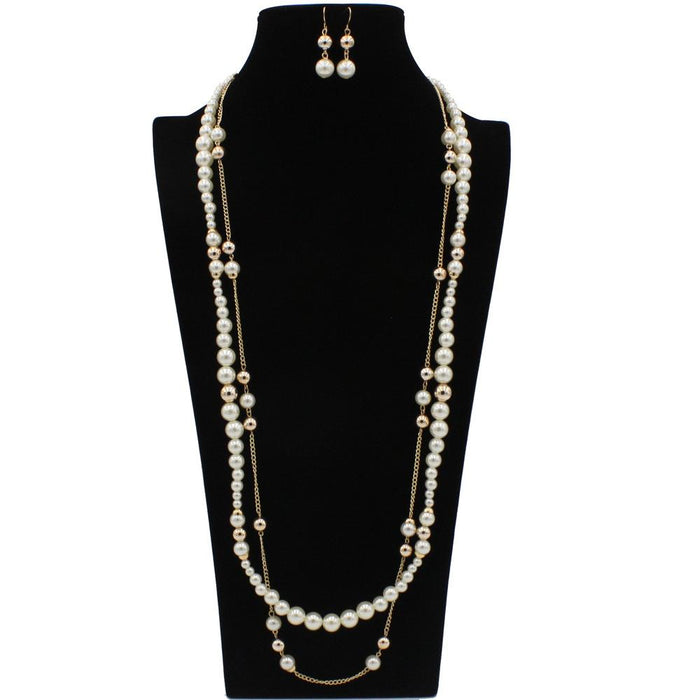 Women's Simple Pearl Necklace Tassel Sweater Chain Necklace