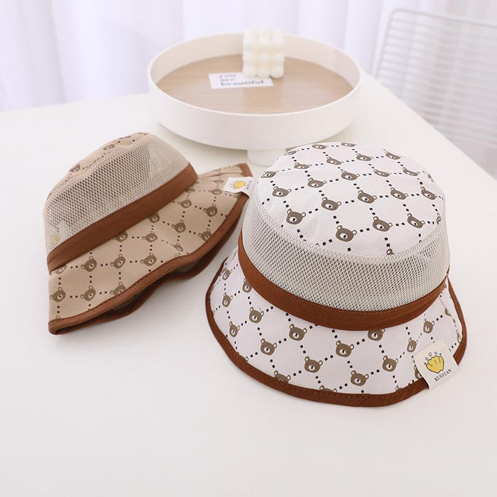 Summer Sunshade Wired Bear Print Children's Mesh Hat